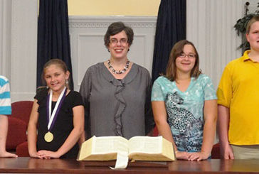 Children’s Bible Drill: Impacting Children, Families and Churches Pictured in the photo are drillers from Reedy Creek Baptist Church (Marion Association), flanking Caroline Perez, SCBC Bible Drill consultant: (l to r) Dalton Daniels, Elizabeth Joye Smoak, Sydney Miller, and J.C Baxley.