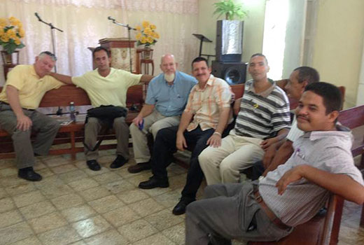 Kershaw Baptist Association director of missions Ron Underwood and pastor Steve Lee of Mt. Olivet Baptist Church, Camden, meet with Cuban pastors.