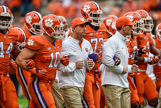 The Tigers’ traditional pregame walk. (Courtesy Clemson Sports Information)