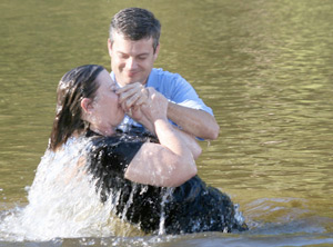 Outdoor baptism service promotes excitement at Taylors