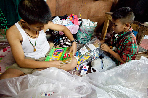 Baggies of school supplies